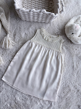 Millie Baby｜蚕丝棉无袖连衣裙女宝宝儿童夏季花边领连衣裙