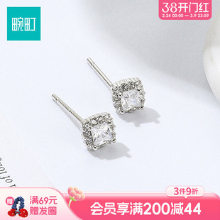 畹町精致方糖925银耳钉巨好看耳钉轻奢高级感气质大气耳饰
