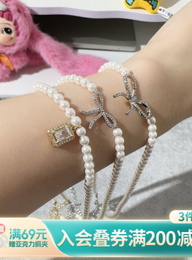 畹町蝴蝶结珍珠项链配裙子爆款锁骨链轻奢小众设计颈链配饰礼服女