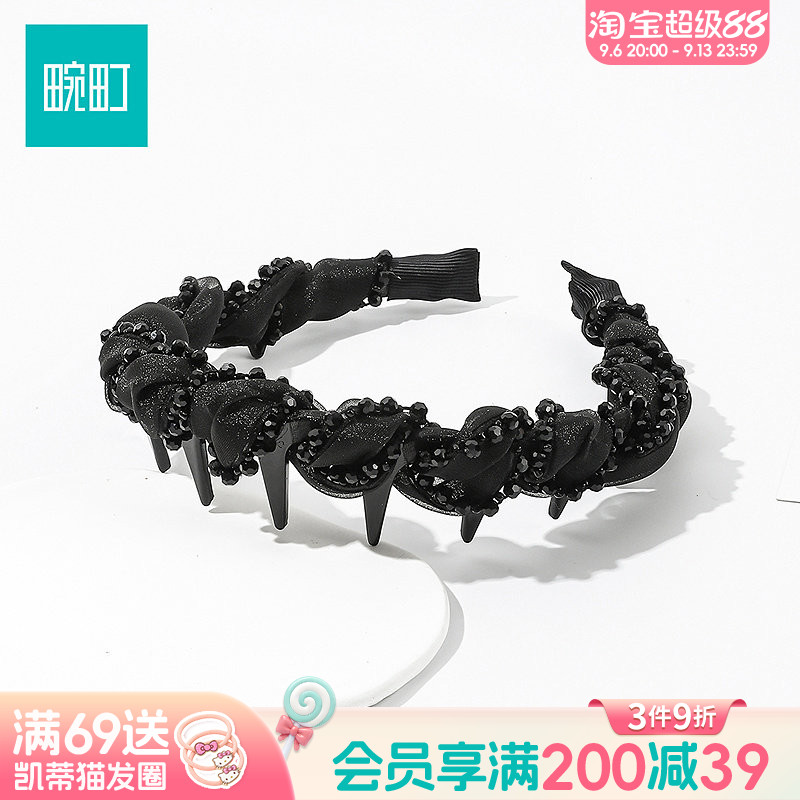 畹町缠绕小碎钻纱纱插梳高颅顶发箍女款高级感洋气时尚发饰图片