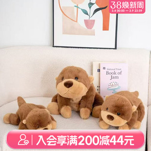 畹町香香三姿水獭掌中宝仿真动物趴趴手偶安抚娃娃毛绒玩具公仔