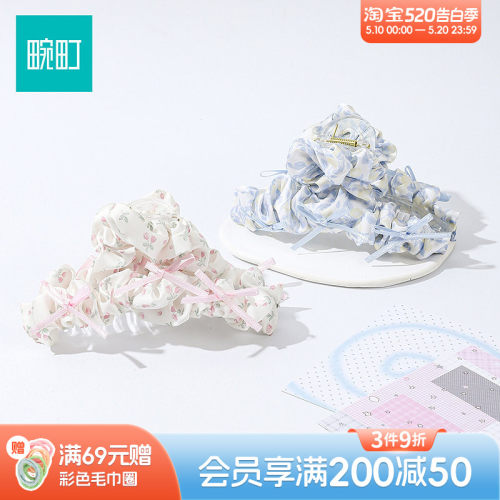 畹町碎花蝴蝶结大号抓夹女高级感半扎发夹子鲨鱼夹发饰
