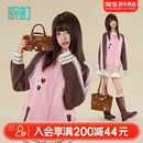 畹町秋冬枕头包包女棕色麂皮手提包小拎包可爱刺绣单肩斜挎包