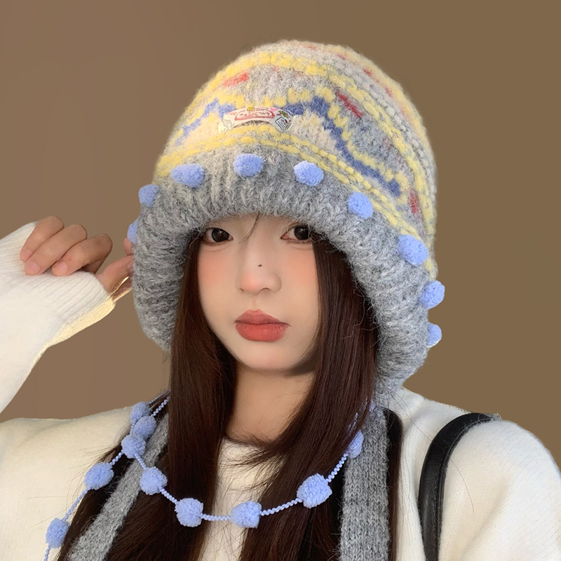 费尔岛复古针织巴拉克拉法帽女