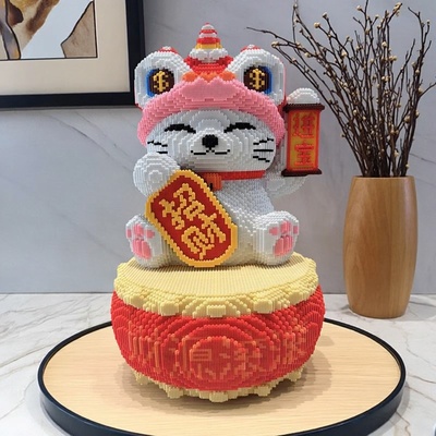 招财猫积木2026年新款拼装高颜值