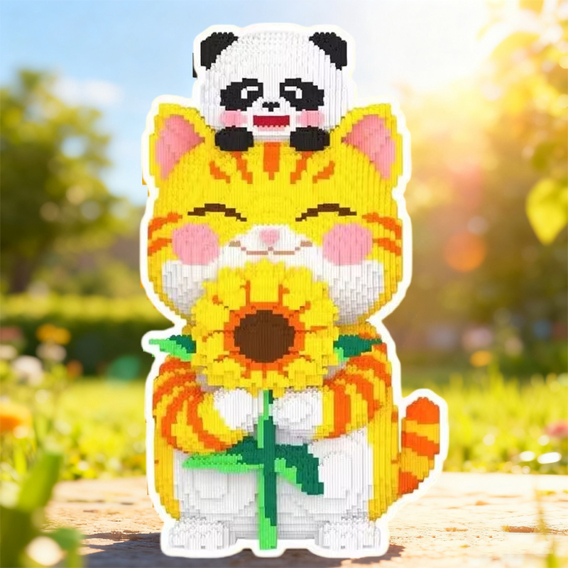 向日葵招财猫积木拼图2026年新款