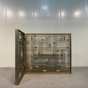 艺术夹丝玻璃卡座屏风隔断水晶不锈钢屏风发光酒店餐厅售楼部工程