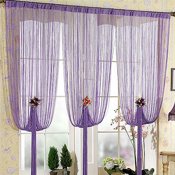 门帘可选隔断帘挂帘免打孔紫色装饰家用闪亮灰色造型粉色布置帘子