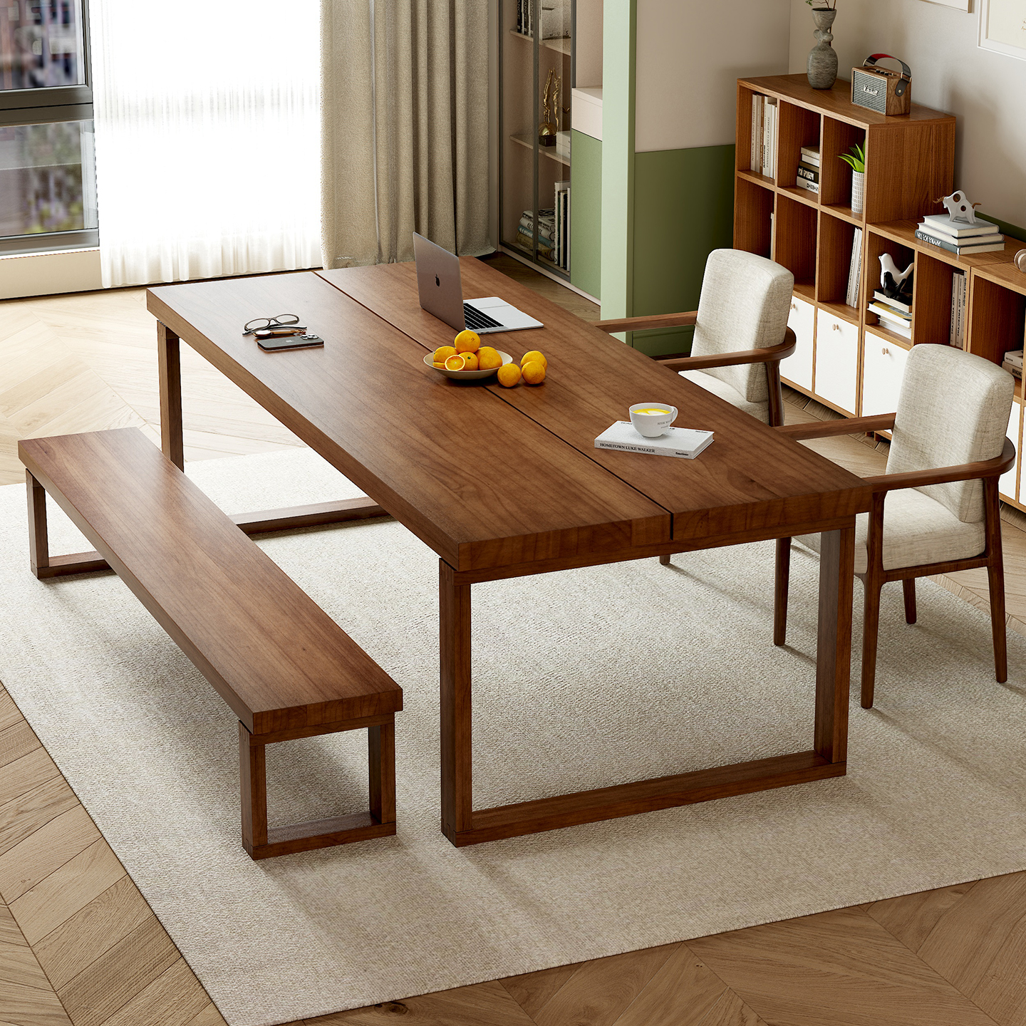 实木书桌餐桌一体两用大板桌