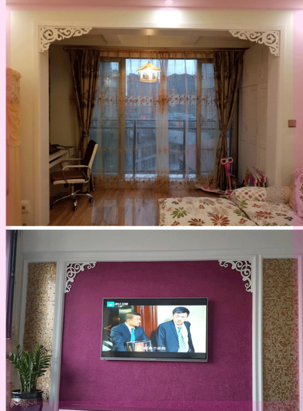 横梁装饰构件顶线屏风角花定做木塑板花格实木窗花天花室内墙,.