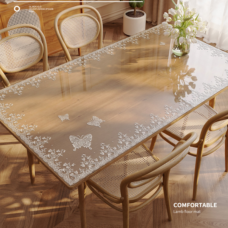 法式蕾丝透明软玻璃餐桌垫防水防油防烫免洗茶几垫桌布轻奢高级感