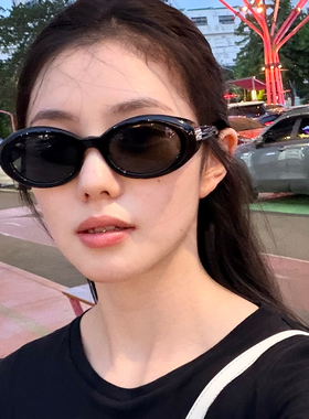 刘浩存同款复古港风黑框猫眼墨镜女潮高级感防紫外线显瘦太阳眼镜