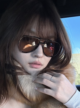 酉事2025新款时尚复古双梁墨镜女欧美风飞行员太阳镜蛤蟆镜太阳镜