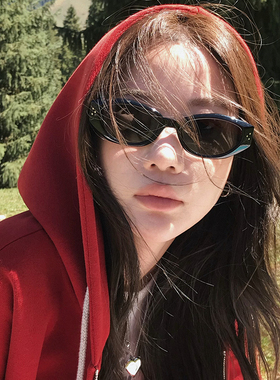 酉事复古美式猫眼墨镜女潮高级感个性辣妹小框圆脸显瘦遮阳太阳镜