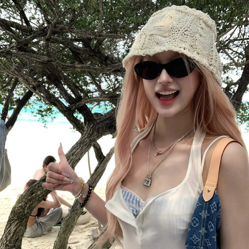 韩系复古猫眼墨镜女潮高级感黑色小框个性凹造型太阳眼镜男潮