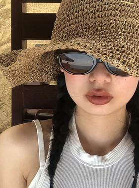 欧美式复古猫眼墨镜女2025新款高级感小脸显瘦网红海边度假太阳镜