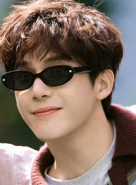 酉事王安于同款复古爱心猫眼椭圆太阳镜男潮小脸显瘦百搭潮流墨镜