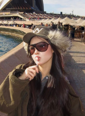 墨镜复古猫眼椭圆女潮辣妹大框方圆脸显瘦夏季防紫外线发箍太阳镜