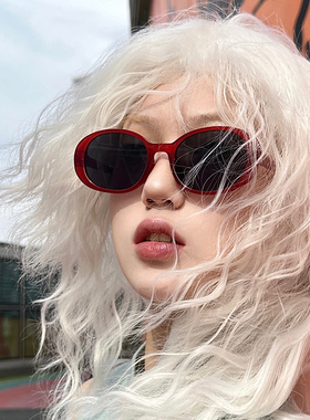 椭圆多巴胺酒红色墨镜女潮yk2
