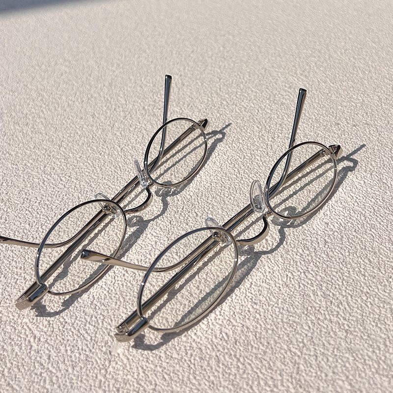 复古银色椭圆金属小框眼镜女潮纯欲近视可配高度数防蓝光平光镜男