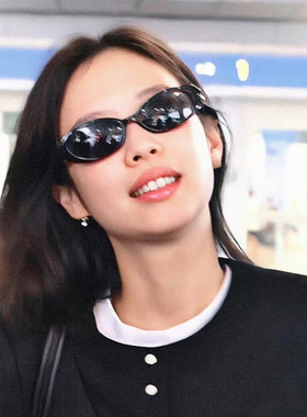 jennie同款小框椭圆墨镜女方圆脸遮阳防紫外线高级感近视太阳眼镜
