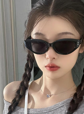 gm黑框猫眼女潮小框墨镜高级感男