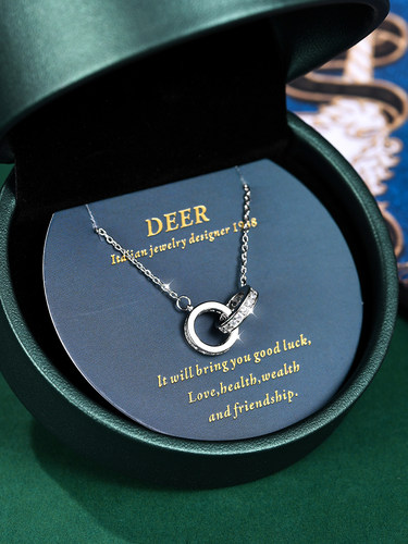 DEER双环S925纯银项链女2025新款送闺蜜女朋友轻奢小众新年礼物