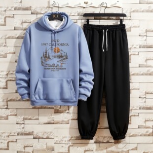 青少年卫衣套装男装潮流帅气春秋季新款初高中学生运动休闲帽衫