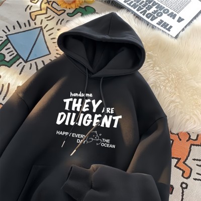 重磅加绒加厚青少年oversize卫衣男套头连帽秋冬外套潮牌学生外套