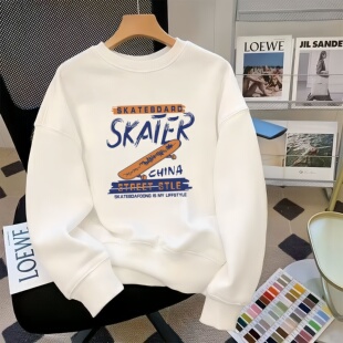 卫衣男款青少年2026新款春季重磅美式卡通潮牌宽松圆领薄款上衣服