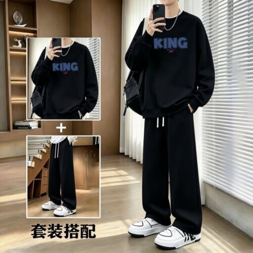 青少年春秋季长袖卫衣套装男衣服一套搭配帅气初高中学生潮牌运动