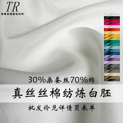 塔琳白色棉纺桑蚕丝布料