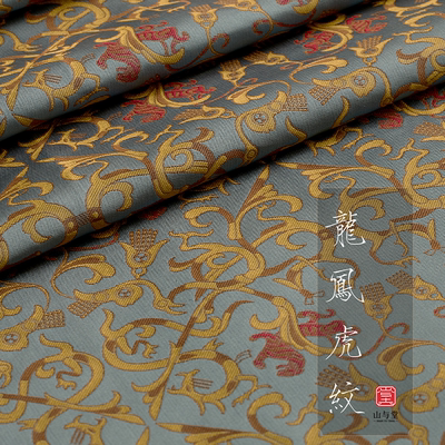 TR塔琳龙凤虎纹38姆米桑蚕丝四重纬织金春布料女士连衣裙服装面料
