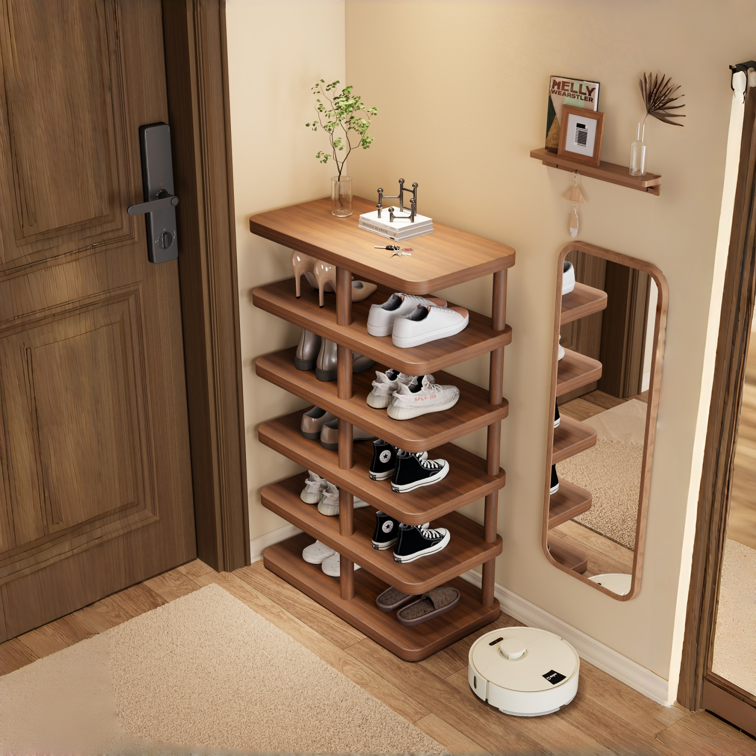 日本进口实木腿鞋架简易多层家用不占地方入户门小窄门口一体鞋柜,住宅家具,鞋架,淘宝优惠券,粉丝福利购,淘宝优惠卷