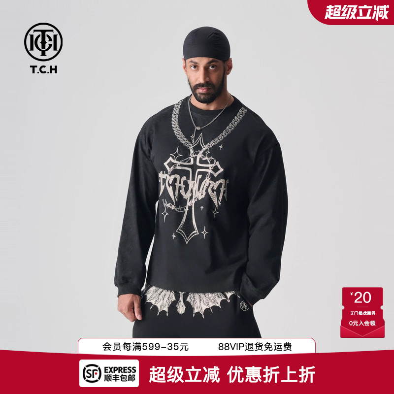 经典新款百搭烫钻宽松长袖T恤