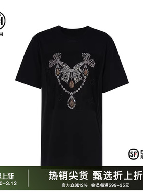 TCH烫钻时尚简约显瘦蝴蝶结T恤女2026春秋新款设计感T75C10B1032