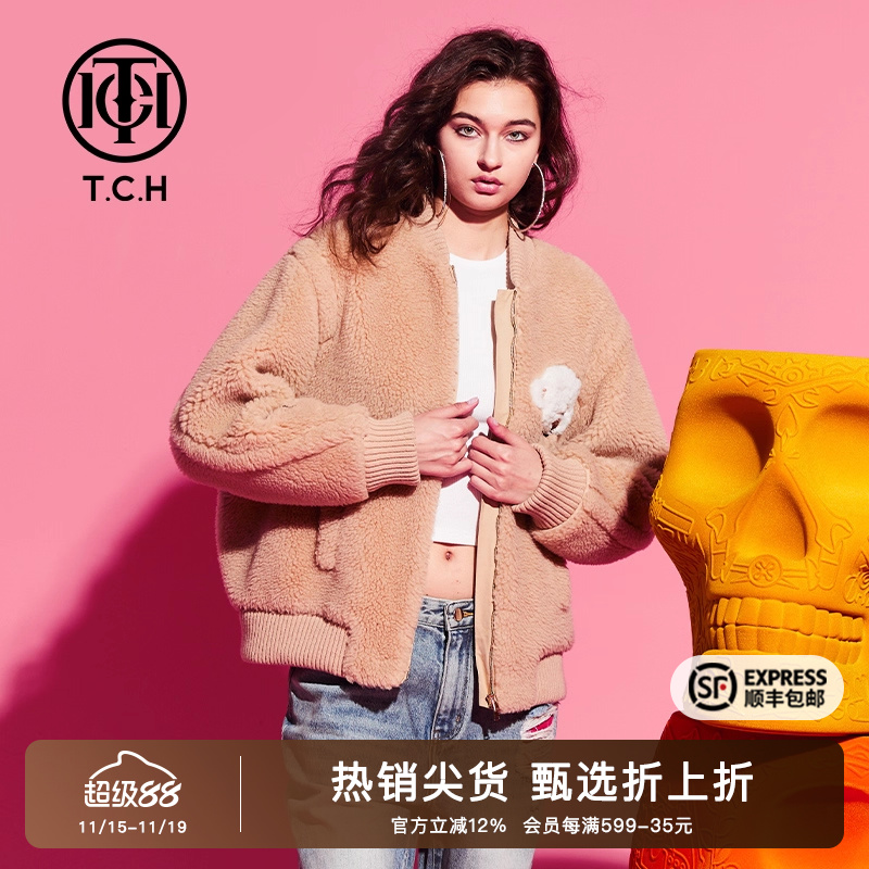 时尚宽松加厚保暖毛毛外套