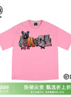 TCH潮牌2025夏季新款粉色烫钻字母男女同款短袖T恤T72B106212