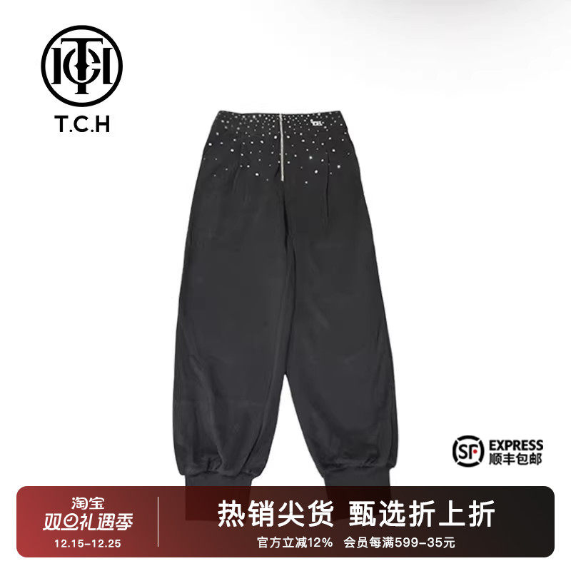 烫钻宽松时尚显瘦休闲长裤