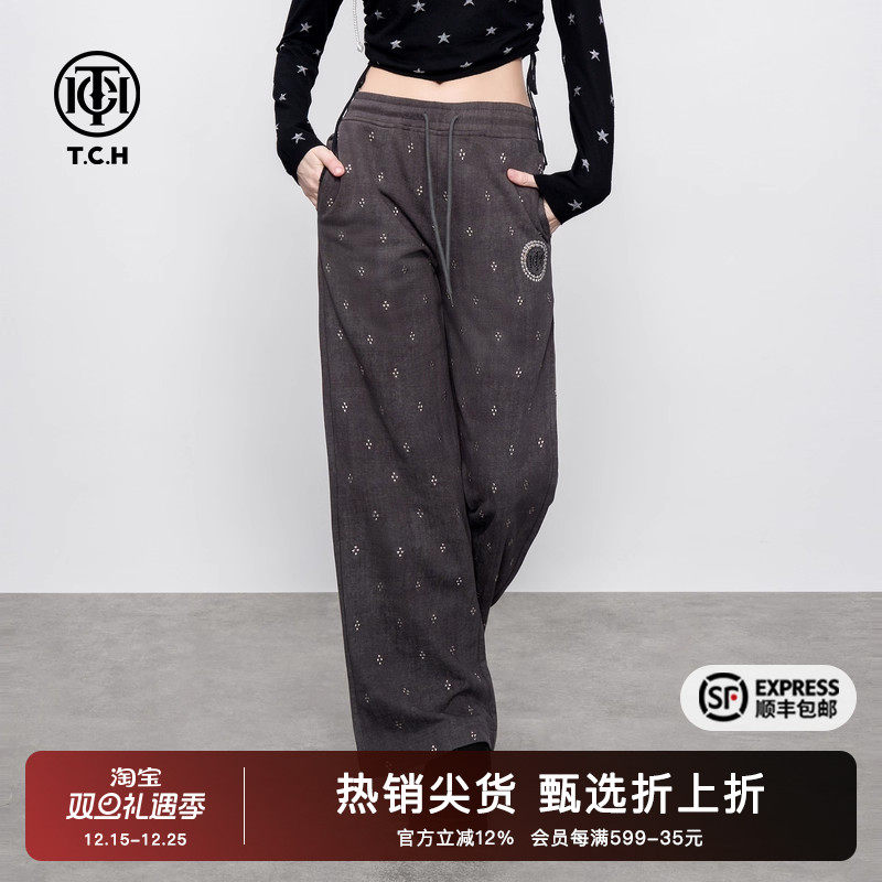 复古高腰显瘦直筒休闲长裤