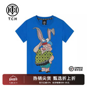 TCH潮牌童装 T69A10601K 男女短袖 T恤烫钻长耳猪2025秋季 新款