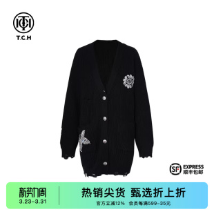 新款 2025秋季 休闲舒适T72C43E9010 小众宽松显瘦设计针织衫 TCH时尚