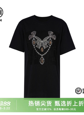 TCH烫钻时尚简约显瘦蝴蝶结T恤女2026春秋新款设计感T75C10B1032