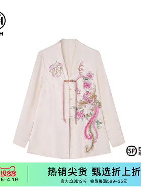 TCH潮牌2025新中式烫钻时尚显瘦秋季新米白色外套T72A27E9012