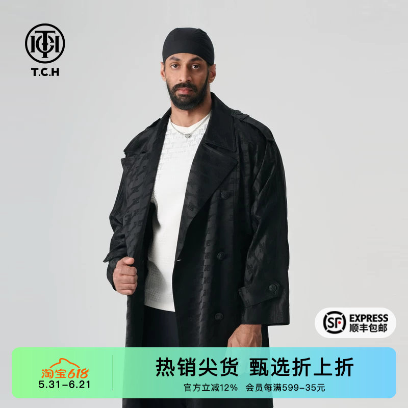 【张真源同款】TCH潮牌秋季新潮流长款风衣T72A156001