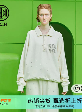 TCH潮牌卫衣烫钻字母手缝钻秋夏新男女翻领上衣T69B116020