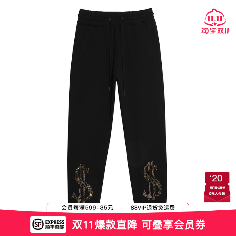 烫钻时尚设计小众抽绳休闲长裤