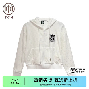 新款 T69B17E6020 2024夏季 TCH潮牌轻奢烫钻休闲宽松拉链衫