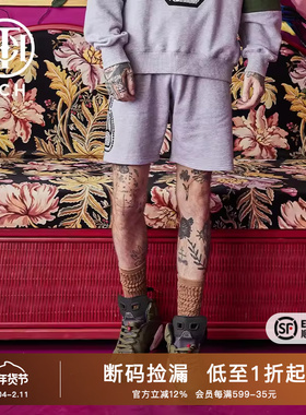 TCH潮牌小熊烫钻短裤2025秋季新款灰色休闲裤子女T66A216105