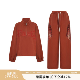 TCH秋冬新款慵懒风烫钻时尚淑女长袖气质裤子设计套装T75D07E1009